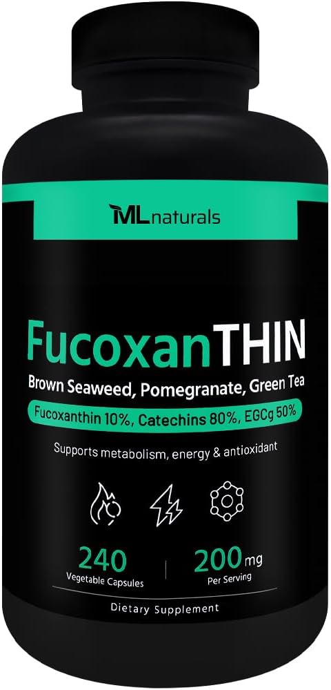 ML Naturals FucoxanthIN 240 蔬菜卡普尔. 每服十毫克,支持代谢剂和抗氧化剂,NSF-验证和CGMP-Compliant
