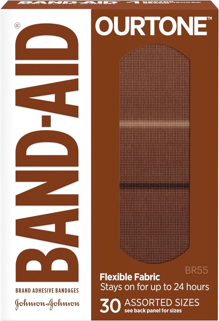 Band-Aid Brand Ourtone 胶带、灵活保护和照顾小刀和小刀、Qilt-Aid Pad 治疗痛苦的伤痛、BR55、各类尺寸、30厘米