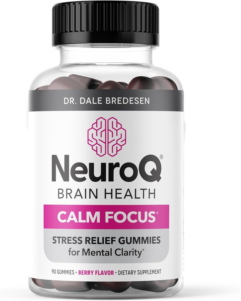 神经Q Calm Focus Gummys - 压力缓解补充 - 支持精神功能和放松 - Sensoril Ashwagandha, Magnesium, GABA, L-Theanine,安第斯可可和Kava Kava - 90 Gummys