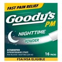 Goody's Nighttime Powder, Pain Reliver & Sleep Aid with Acetaminophen & Diphenhydolamine Citrate, 咖啡因自由, 16 Conte