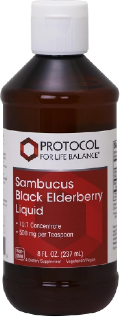 《生活平衡议定书》 Sambucus 黑草莓液体 -- -- 500 mg 黑草莓 -- -- 支持健康 -- -- 与自然发生化合物 -- -- 非GMO、Kosher和Vegan -- -- 8 fl oz