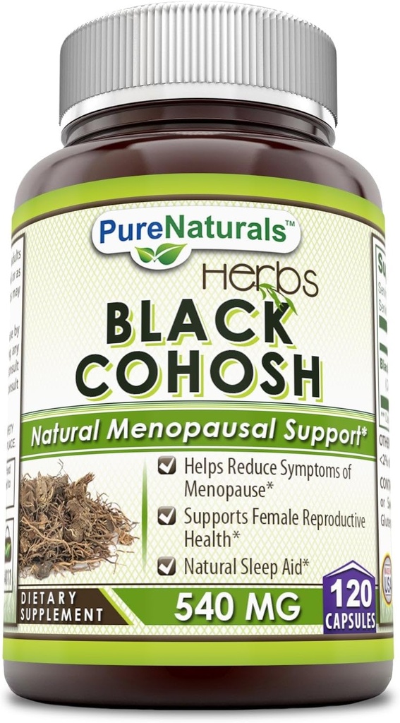 纯天然 黑色 Cohosh 更年期救济 - 支持更年期的自然解决方案 - 540 Mg 补充纯根提取 120 Capsules