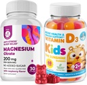 儿童与Adults2000的维生素D Gummys IU和Magnesium Gummys - 健康的维生素D3 补充1000IU - 蔬菜的无胶胶原支持 儿童与Adults的无糖镁 Calm Chews
