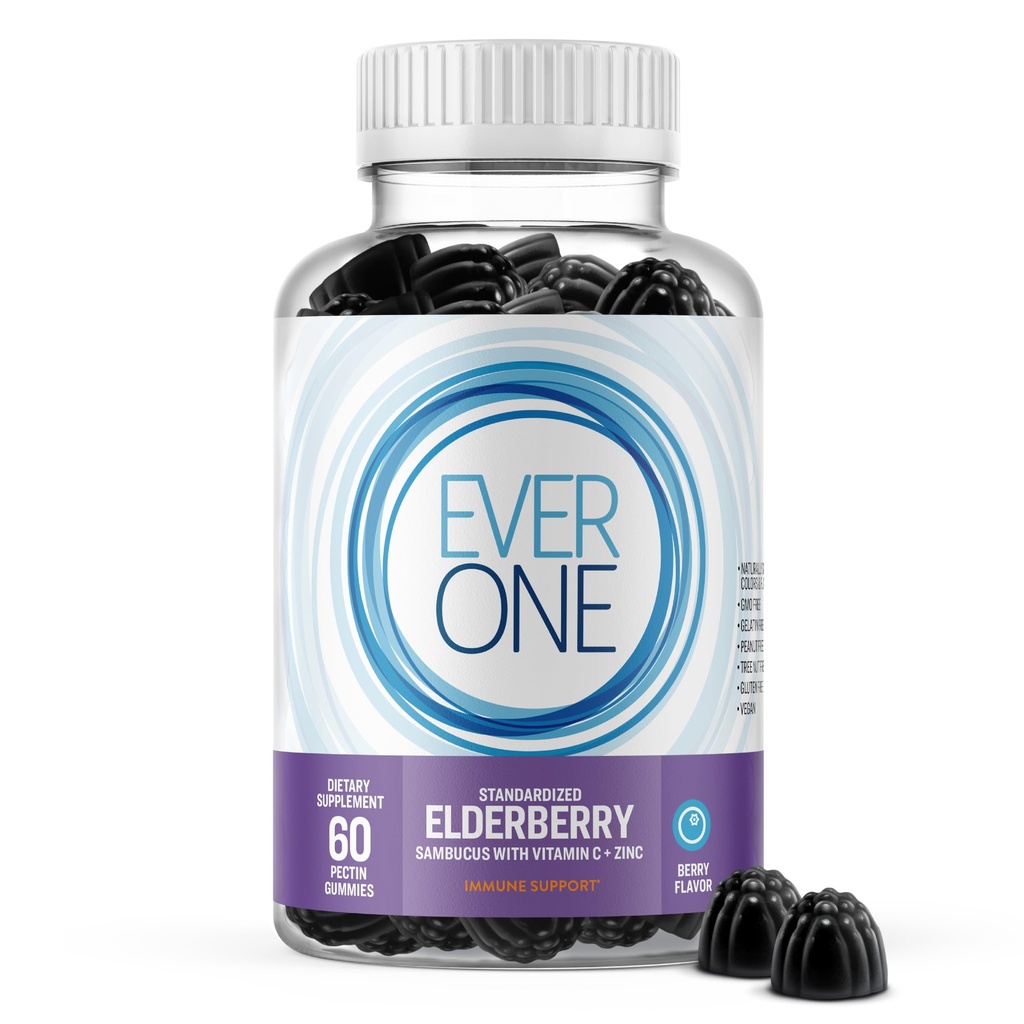 Sambucus Melderberry Gummys 供有维生素C和锌-免疫支持补充剂的成年人使用 - Vegan, Gelatin Free, Gluten Free, GMO Free - 美味Berry Flavored, Black Melderberry Immune Gummy 维生素