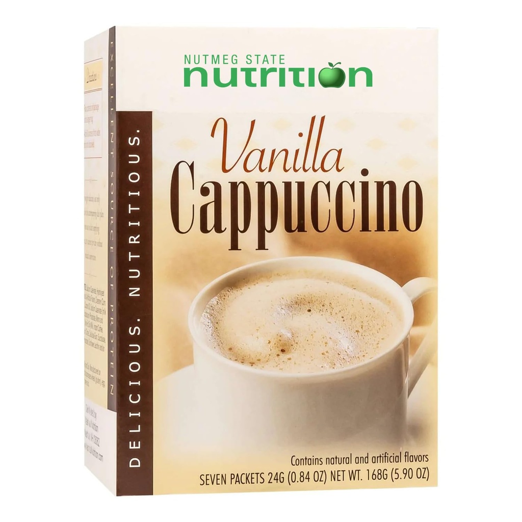 Nutmeg州营养健康饮料 - 高蛋白饮食饮料 - 体重损失 Cappucino - 15g蛋白 - 低卡路里 - 低卡路里 - 低糖 - 7 services Per Box (Vanilla Cappucino)