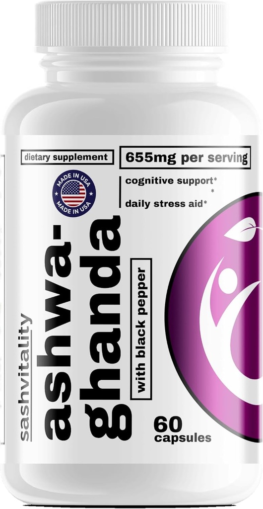 SASH 生命力 Ashwagandha Capsules 高强度 男子和女子60 Capsules