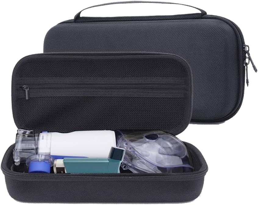 硬壳承载便携式手持式Nebulizer Machine Asthma Inhaler, EVA 旅行包 为Asthma Spacer Mask for Men and Woemn, Medicine Kits Organizer, Atomider Holder with Mesh Pocket 等设备的行李箱