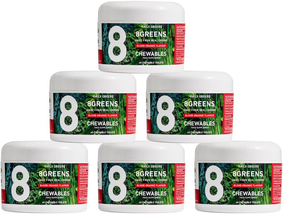 8 Greens World's First Green Chewable Made from Real Greens to Support 豁免与能源, Greens Powder (Pack of 6) 绿色世界首款由真正的绿色制造的绿色烹饪,支持豁免与能源,绿色粉(Pack of 6)
