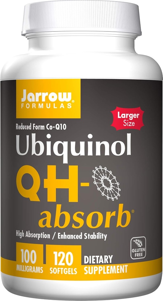 Jarrow Formules QH-吸附剂 200 mg - 120 软胶 - 高吸附剂 Co-Q10 - 活性抗氧化剂形式 Co-Q10 - 支持 Mitochondrial 能源生产和心血管健康 - 最多120种服务