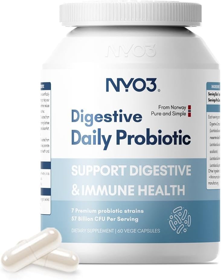 NYO3 消化性抗生素 57 Bilion CPU 7 Strains,60 Capsules,Bloat Relief,支持消化和免疫健康