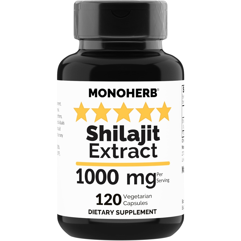 MONOHERB Shilajit 提取 1000毫克 - 120 个蔬菜笼盖
