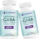 Liposomal GABA 1000mg 与 L-Theanine 200mg 、 高度吸收 、 Ashwagandha 、 Chamomile 、 Tart Cherry 草药 成人 120 软胶 、 非 GMO 、 Gluten 免费
