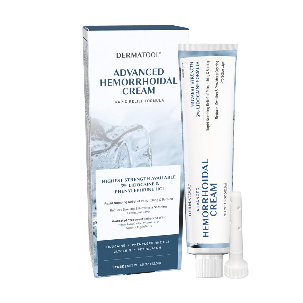 痔疮治疗 - 高级痔疮 Cream 5% Lidocaine & Phenylephrine - 痔疮治疗 - 快速缓解疼痛、积血、出血、痒痛和烧伤 - 纤维和痔疮