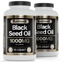 2 Pack - 黑种子油盖,500 Mg,冷压高概率消化剂援助,90 Counter 100%的非转基因生物 纯黑毛种子油盖