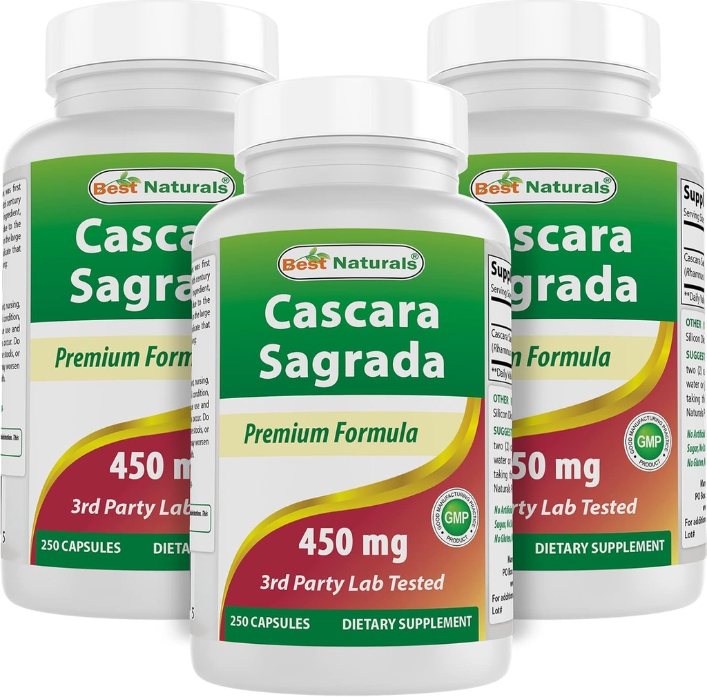 Best Naturals Cascara Sagrada 450 mg 250 capsules (250 counts (Pack of 3)) 化学物质:
