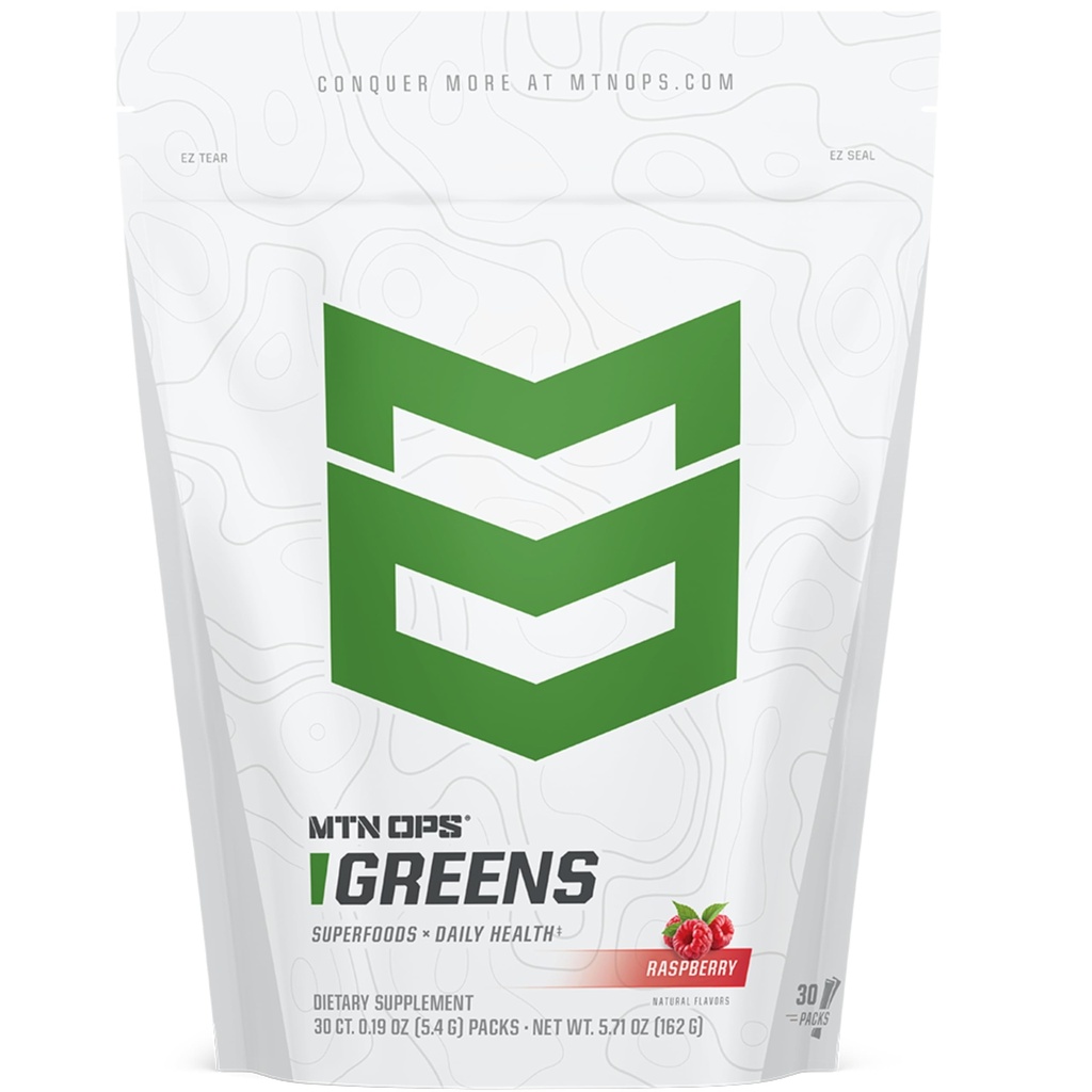 MTN OPS Super Greens Daily Immune Health and Energy drink Powder – 消化性健康支持 与氯绿素-Rich Greens + 30 On-The-Go Packs → Just add Water 混合健康支持 → 30 On-Go Packs