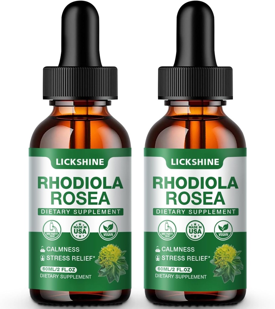 2 Pack 2000MG Rhodiola Rosea Tincture - 有机天然Rhodiola Rosea 提取液滴补充剂,用于压力,摩德,能量和大脑支持 - 更好的吸收,无糖 4 Fl Oz