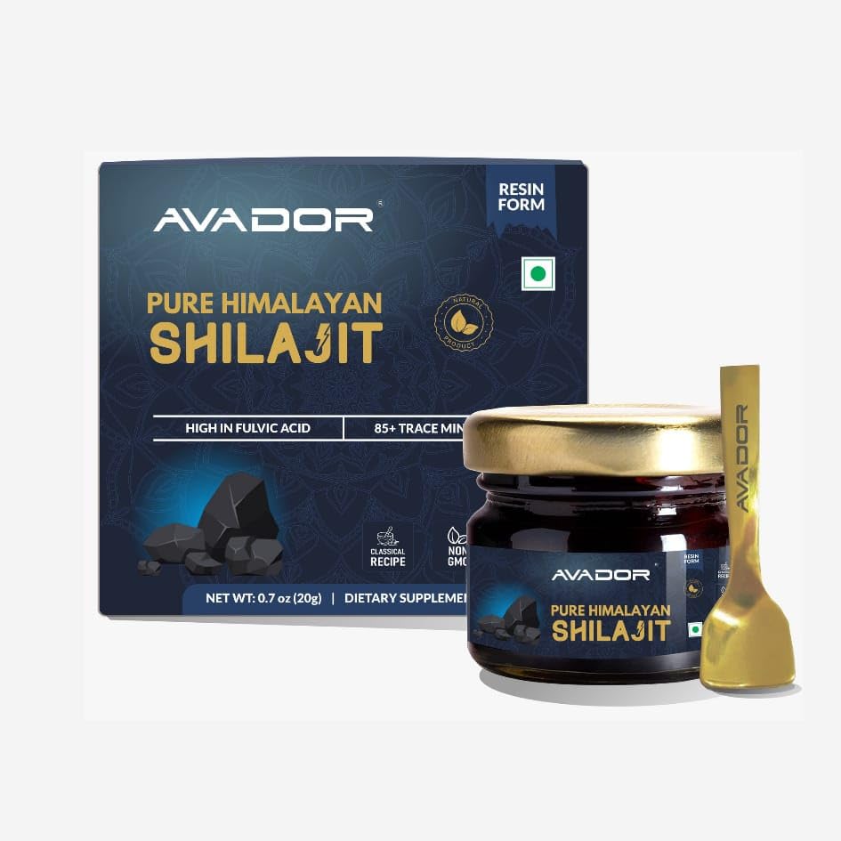 AVADOR 20 Grams 喜马拉雅语 Shilajit Resin 20gm + 0.7oz 与 85+ 轨迹矿物 + 高富尔维酸(包含自由勺)