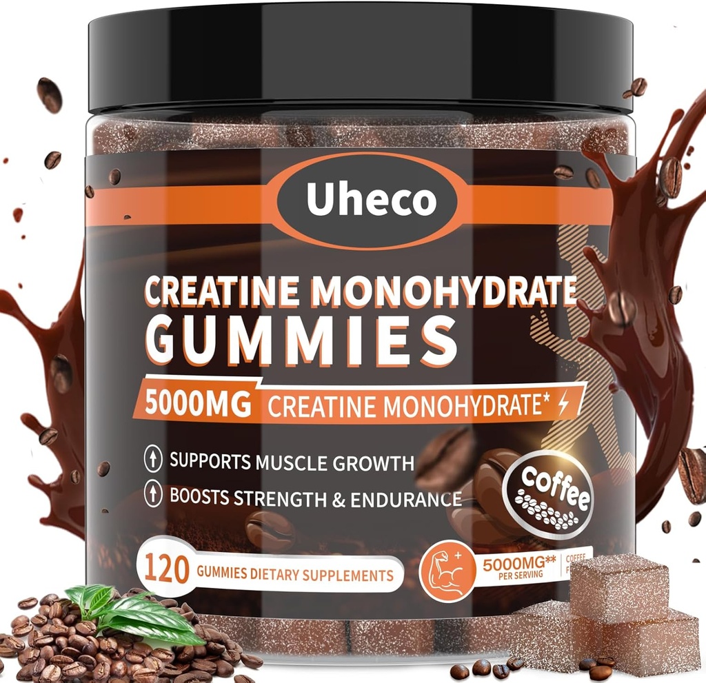 咖啡 Flavor Creatine 单水合物 Gummys 5000mg for Men & Women, Contains L-Taurine + Vitamin B12, Betaine, L-Citrulline for Muscle strong, 改进锻炼耐力 - 116 计数