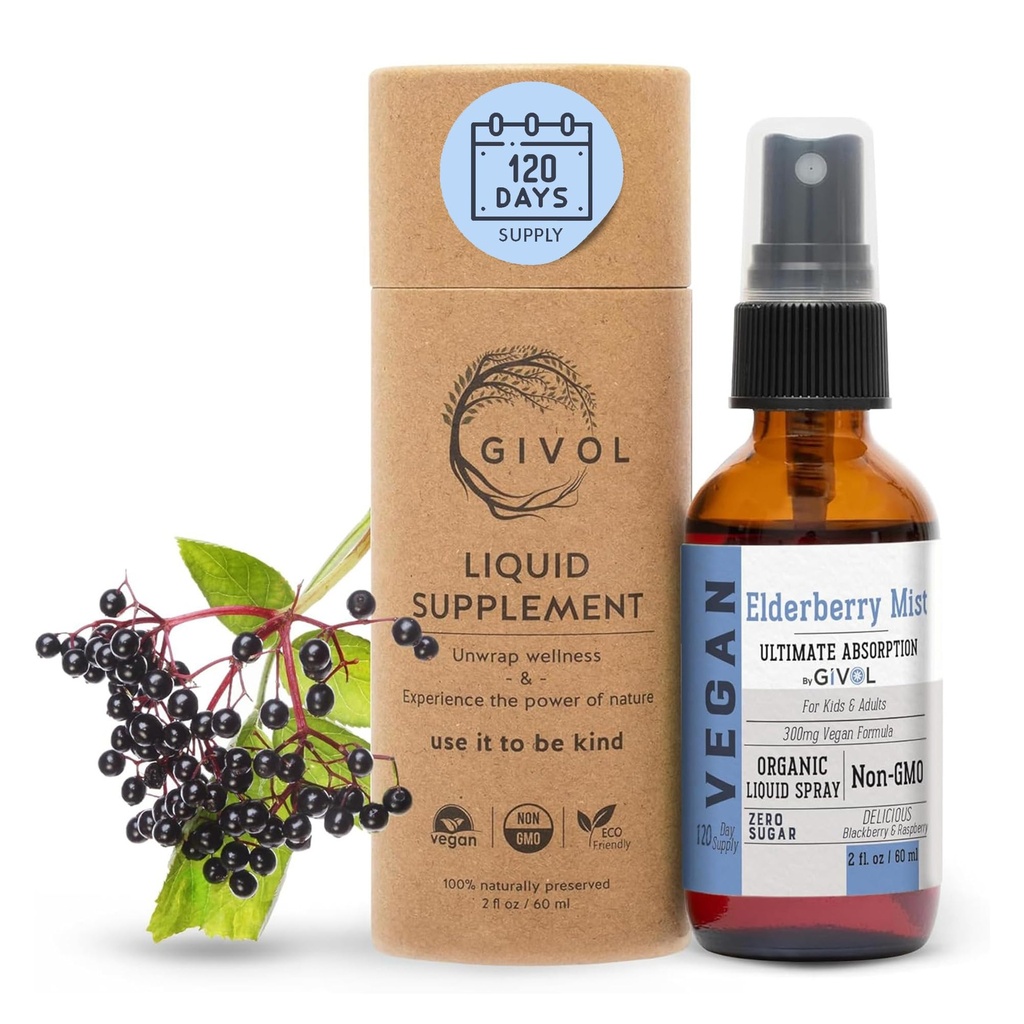有机草莓雾(Sambucus Nigra) 液体提取器 – 儿童与成年人的超强刺激剂 – 高氟化物水平,易吸收,非GMO,维冈 – 120天供应