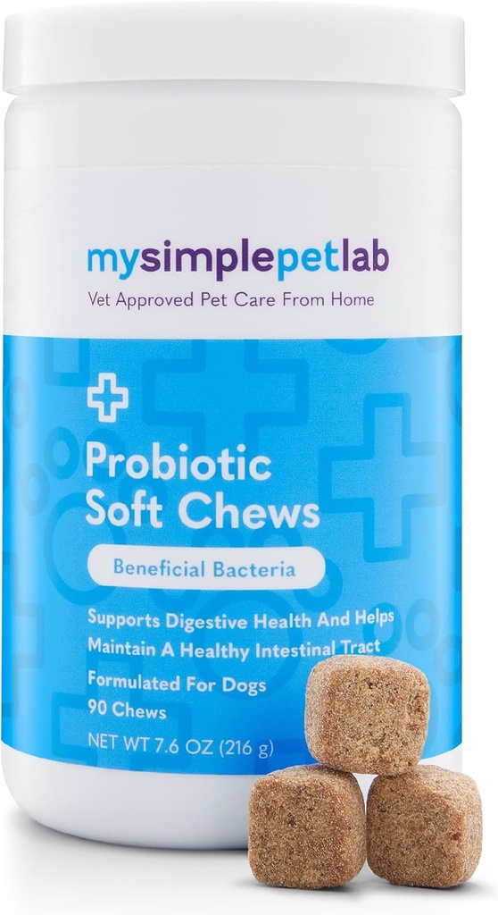 MySimplePetLab狗 Probiotics, 5-Strain Probiotic Blend, 健康宠物 Chews, 支持消化健康, 古特功能, 免疫系统, 美味的Probiotic Soft Chews for Dogs, Daily Supplement