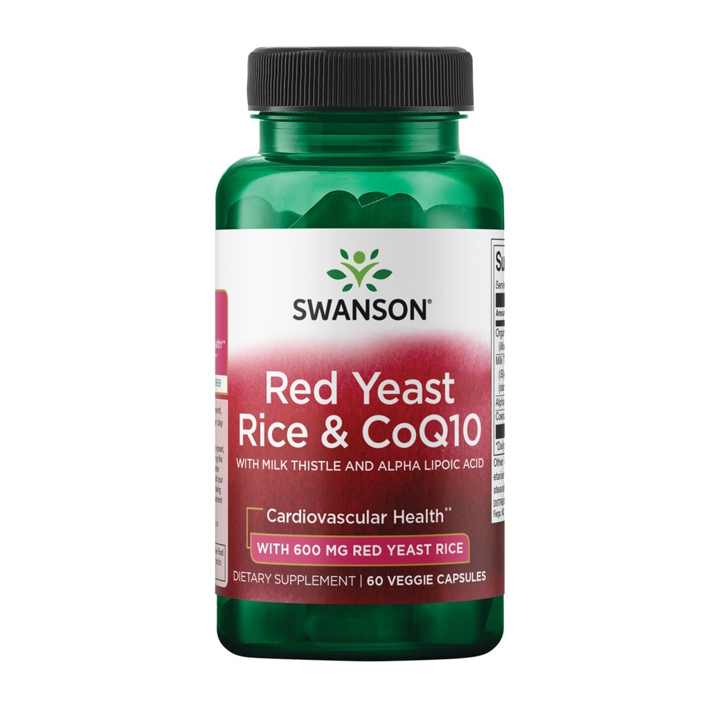 Swanson 传统红酵母大米 & CoQ10 配有牛奶硝酸盐和Alpha Lipoic Acid 60 Veg Capsules
