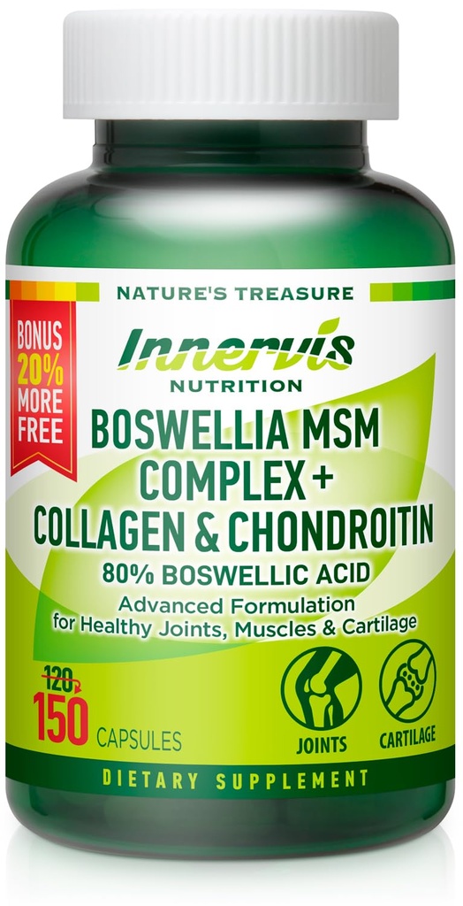 Boswellia MSM Complex 150 Caps – 支持联合健康 QQ Collagen, Chondroitin, Turmeric