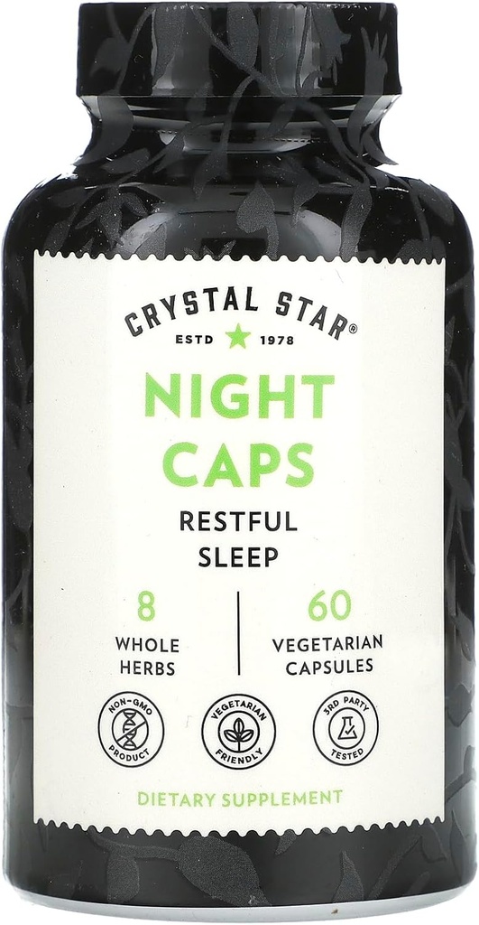 Crystal Star Night Caps Natural Sleep Aid Supports (60 Capsules) – 草药非哈比特成形法 – Valerian Root, Kava & Passion Flower – 非GMO 维基百科中的相关条目: 水晶之星夜 自然睡眠援助补编 (60 Capsules) – 草药非哈比特成形法 – 瓦莱里安根, 卡瓦 & Passion Flower – Non-GMO