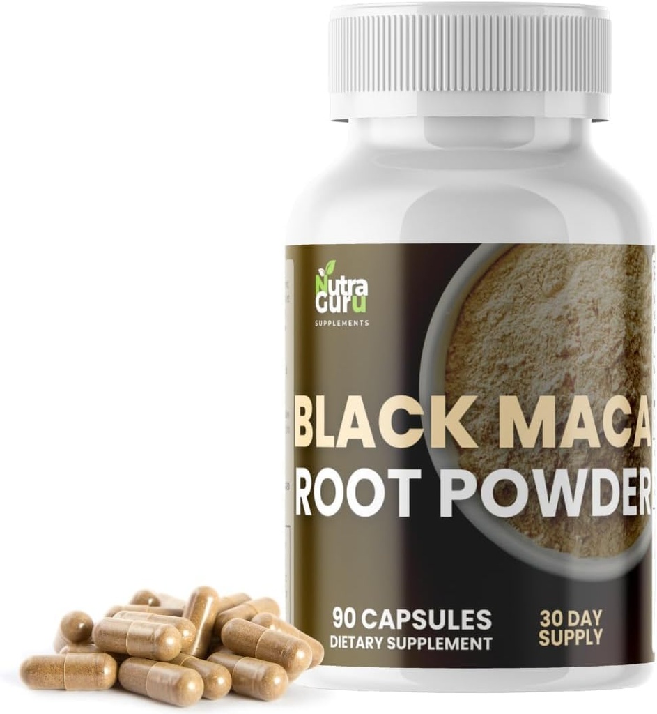 Black Maca Root 补编 - 90 Vegan Maca Root Capsules 用于能源支持,Mood平衡,精神焦点,记忆增强