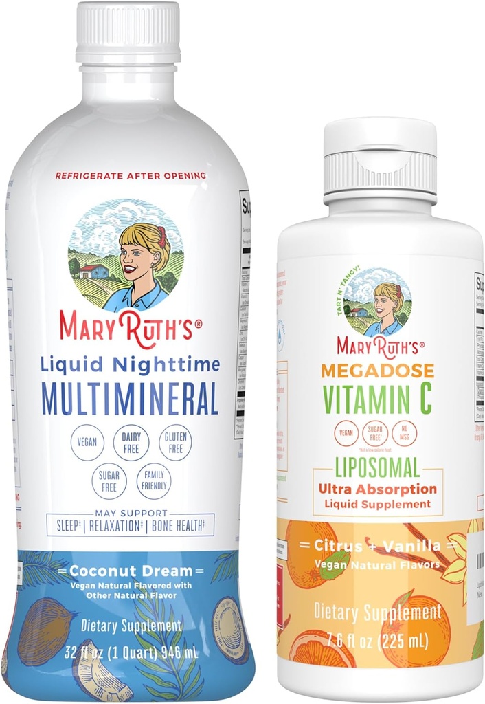 MaryRuth的夜色多minar(椰子)和维生素C Liposomal(Citrus & Vanilla) → 清洁标签项目 校验 → 补充床位和抗氧化剂 → Vegan, Non-GMO, Gluten Free