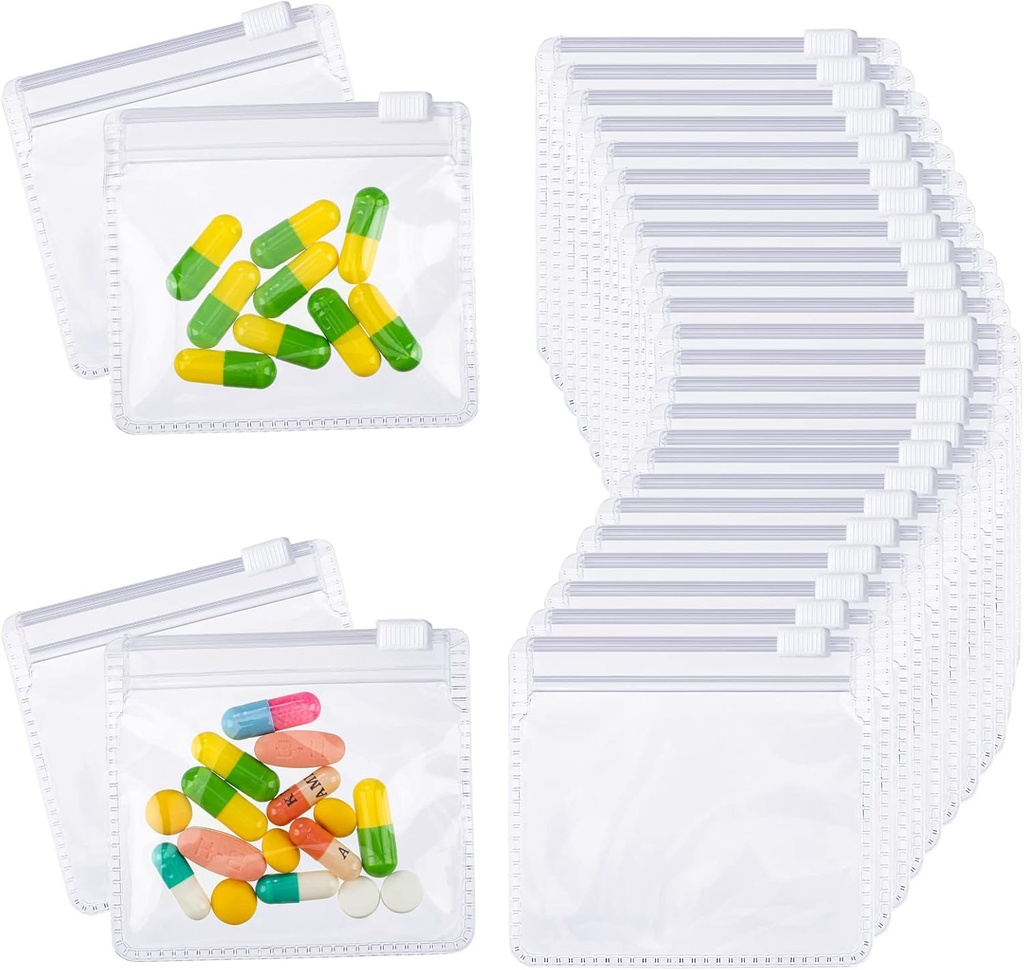 Nuanchu 200 Picks Pill Pouches Bags 设置可重复使用的Zippered Pill Bagies 清真塑料自封旅行药品组织者 药品和小物品幻灯片锁存储器