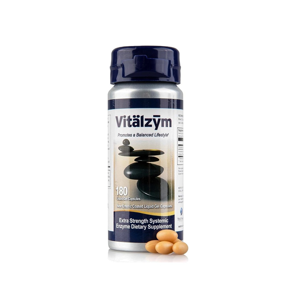 蛋白质分析系统酶液 Gel Capsules 配有Serrapeptase, Imune 和联合支助,天然Ache 救济加生育补充剂(180 Capsules)