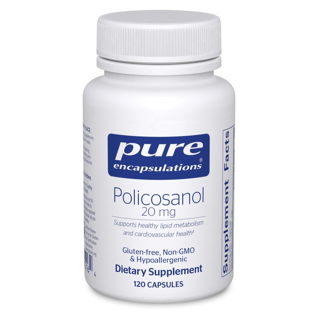 纯封装 Policosanol 20 mg → 伪聚氨酯补充剂 支持健康的利皮代谢和心血管功能 → 120 Capsules