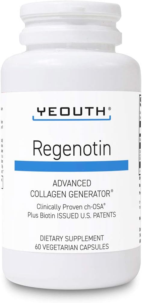 YEOUTH Regenotin Collagen 对皮肤、钉子、头发和联合体的支持,《男女蔬菜饮食补充》,60 Capsules