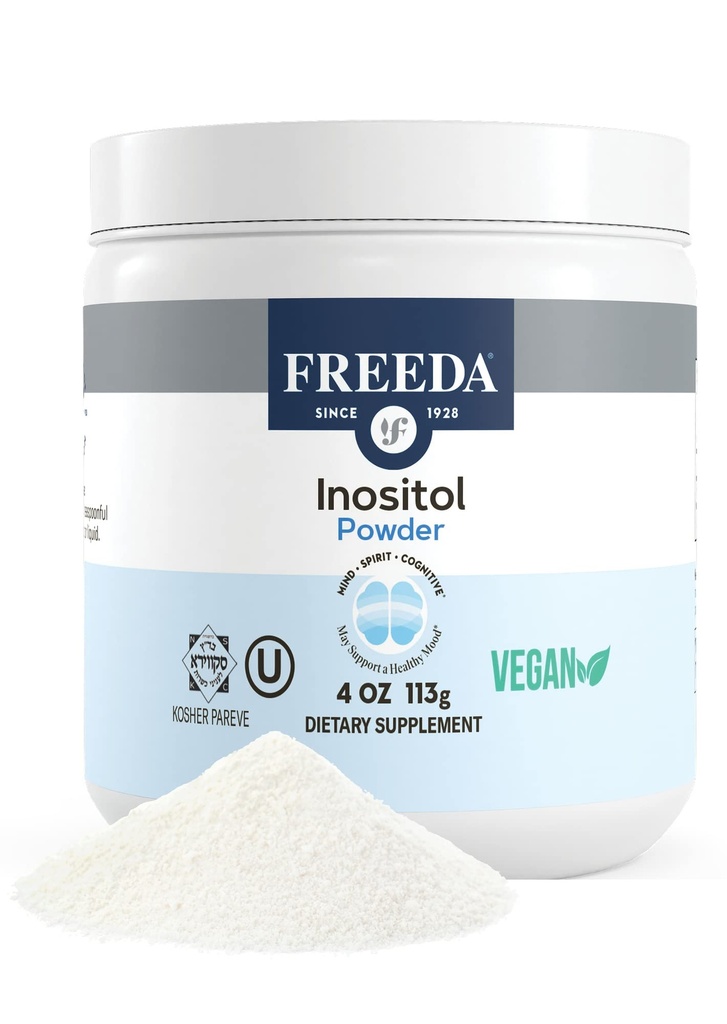 FREEDEDA 纯 Myo-Inositol Powder – Hormone维生素B8,Mood & Cellular Health – 支持生育力,焦点,能量和神经系统功能 – Kosher, Vegan, Non-GMO, Gluten-Free (4 oz)