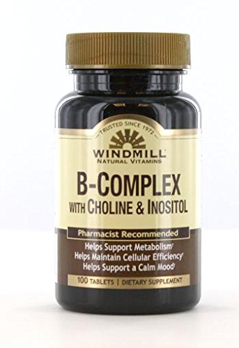 与Choline和Inositol Tabs 100's Windmill的B-Complex 风车