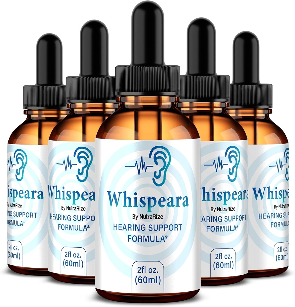 (5 Pack) Whispeara Drops - 官方Whispeara 支持健康听力,焦点和性能,所有天然Whispeara听力支持公式,Premium Whispeara Gotas Review(150位服务员)