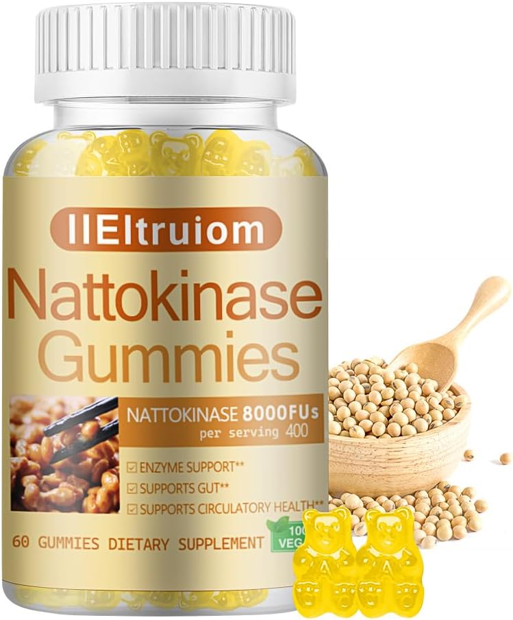 Nattokinase 补充 8,000 FU( 400mg) Per Service, Hawthorn & Beet Root 提取, Nattokinase Gummys 传统 Natto 提取源代码, 60 Counts
