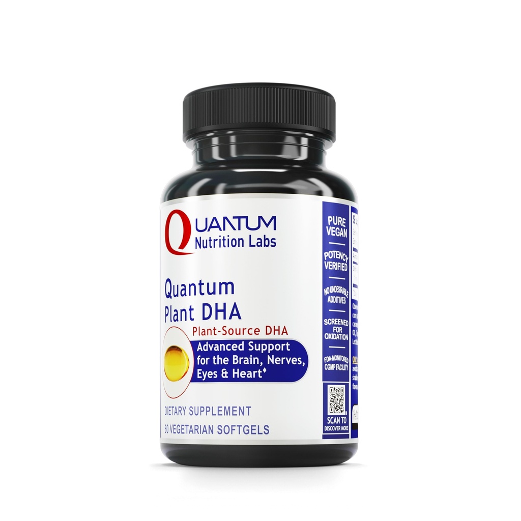 量子营养实验室 DHA - 非GMO Vegan DHA 含Omega 3脂肪酸,基于藻类的DHA 供女性和男性使用,天然DHA 适配 Vegans - 60 蔬菜软胶 Capsules