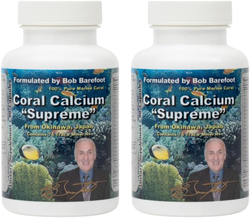 Bobs Best Coral Calcium Supre I 100%纯度海洋珊瑚,74 Trace Minerals I 90 Capsules, pack of 2