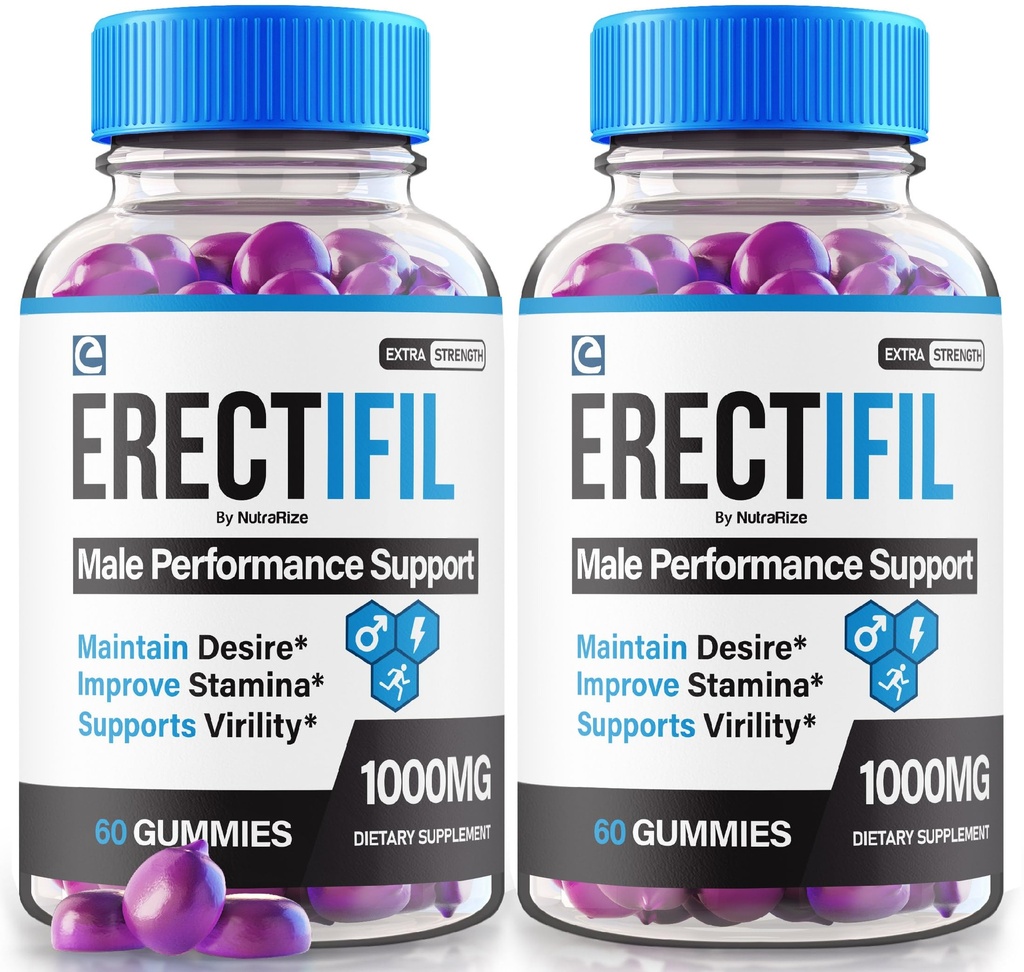 (2 pack) Erectifil Gummys, Erectifil 1000 MG Gummys,全自然公式支持男性,Premium Male综合健康和峰值性能补充,Erec tifil Gomitas Reviews (120 Gummys).
