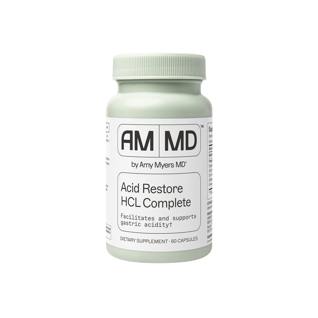 Amy Myers MD Acid Recovery with Betaine & HCL - 消化和胶体健康支持的补编 - Slipprey Elm Bark - 非GMO, Gluten-Free & Non-Dairy - 60 Capsules (60 services)