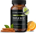 天使维生素(Mt. Angel Vitamins) - 三联B-12 Dots QQ 快溶点,甲基Cobalamin的混合物,Adenosylcobalamin & Hydroxocobalamin,支持能源和神经系统健康 – 60 Dots