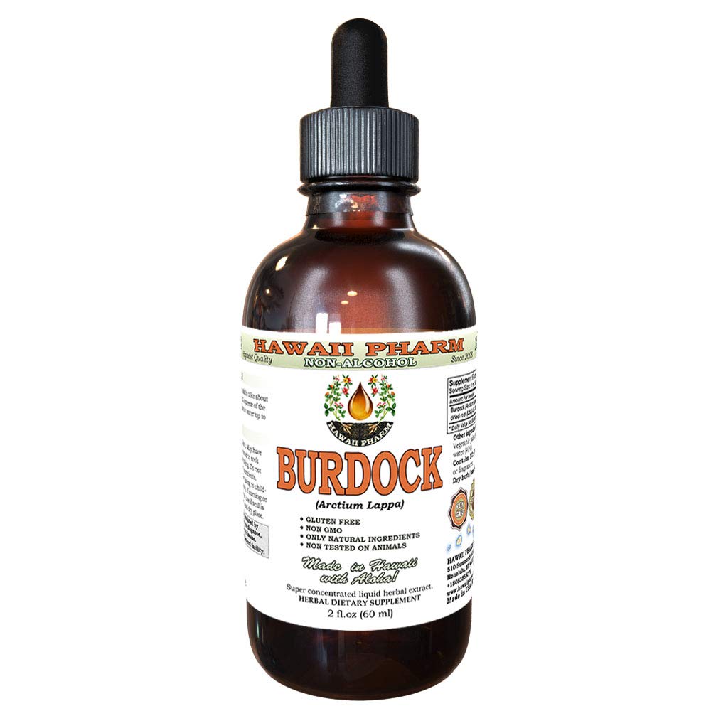Burdock 无酒精液体提取剂,有机Burdock (Arctium Lappa) 干根 Glycerite Hawaii Pharm 天然草药补充剂 2 oz