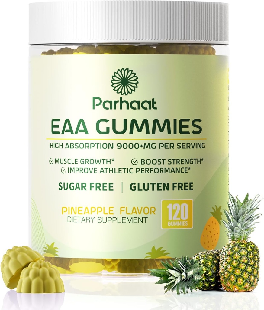 EAA Gummys 120 Gummys(菠萝)、基本氨基酸-全部9种基本氨基酸(EAA)和所有分泌的氨基酸(BCAAs)、N-GMO、Gluten Free、蔬菜友好