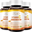 Lovita维生素C 1000mg 配有 Bioflavonoids & Rose HIPS, 定时释放服, 高概率, 支持靴子健康免疫功能, 120个植物药片4个月供应(第3包)