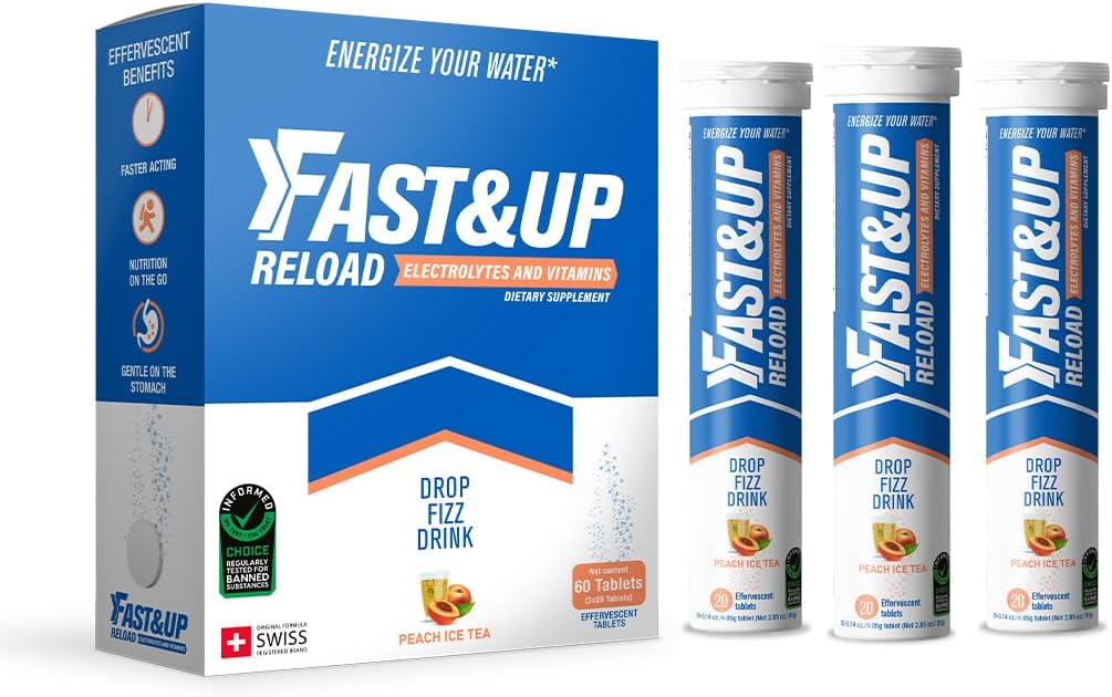 FAST&UP 重装 – 即时水解和电解液 补给 – Saver 多包 - 60 Effervescent 片(桃冰茶)