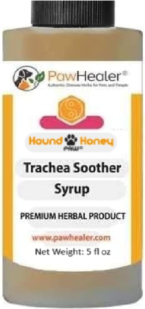 PawHealer® Hond Honey: Trachea Soother Syrup - 150毫升(5 fl oz) - 对折叠的Trachea症状的天然草药补救措施 - 味道好 - 易于管理