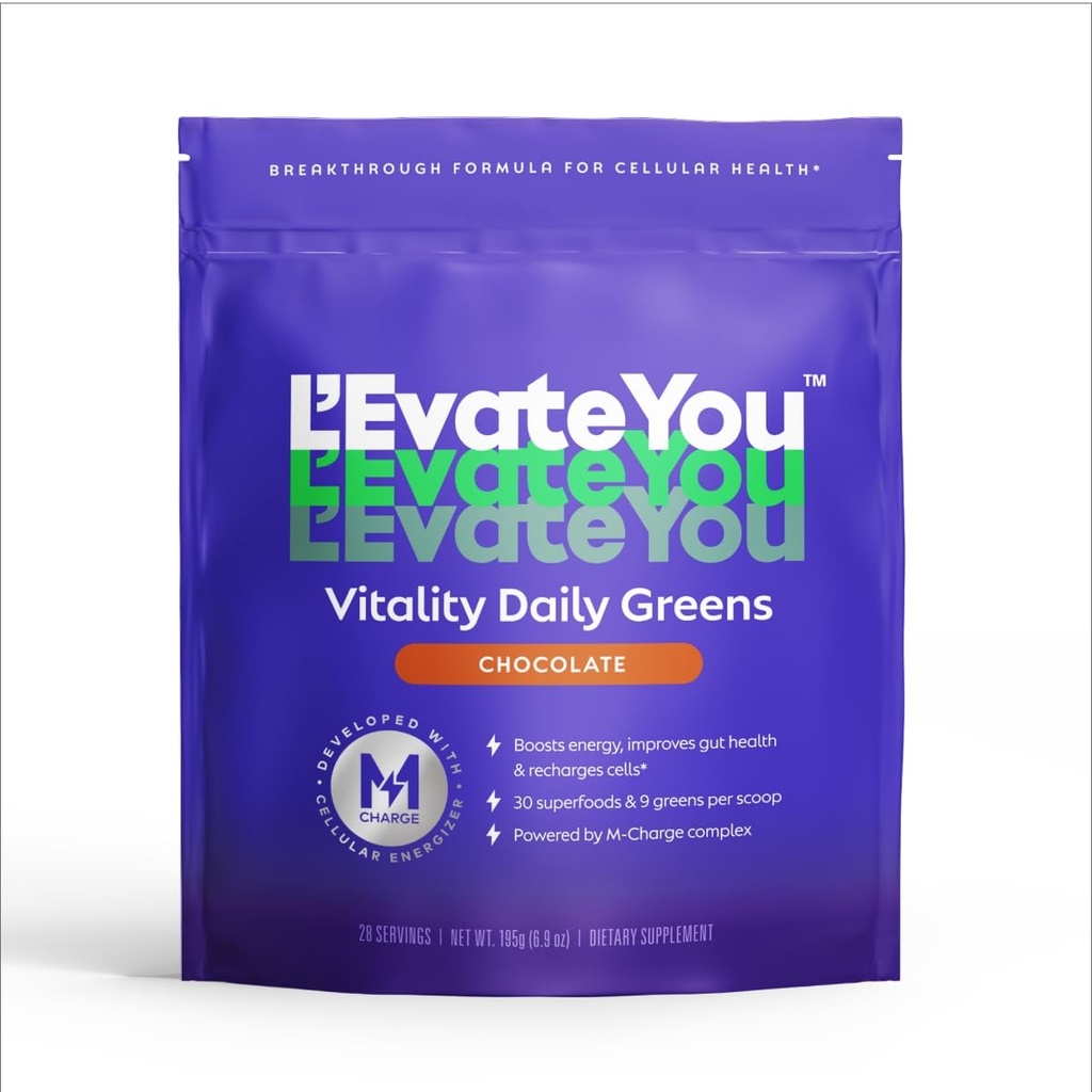 L'Evate You Virtuality Daily Greens Powder (28 services) 30 超级食品,9 Greens - for a Cellular Energy Boost, 由M主管综合体为全天能源提供动力(焦炭)