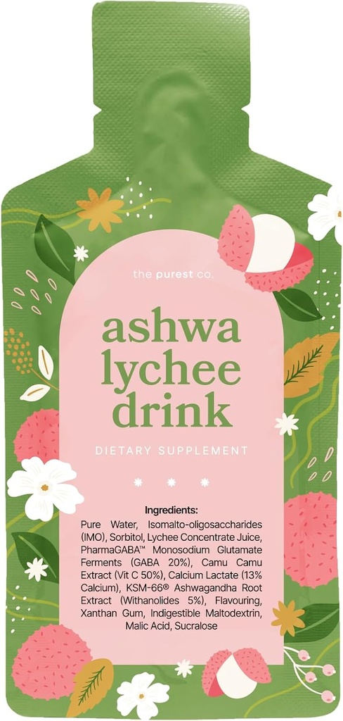 Ashwa Lychee 饮料 ASHWAGANDHA KSM-66® 补编 -- -- 1个月供应(30袋)